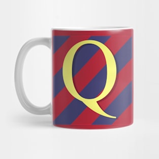 Old Glory Letter Q Gold and Red and Blue Stripes Mug